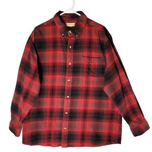 Hobbs Creek Buffalo Plaid Shacket Flannel Shirt Mens XL Bass Pro Shop Red Black